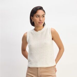Everlane Organic Cotton Open-Stitch Tank in Bone M